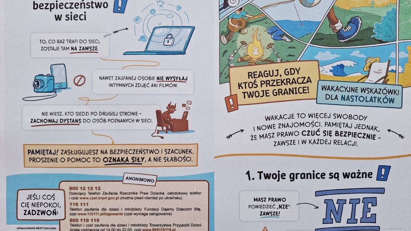 Materiały edukacyjne dotyczące bezpieczeństwa podczas wakacji